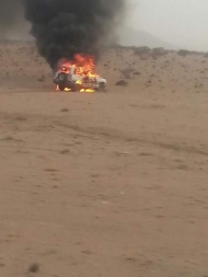 السيارة التي استهدفتها الغارة الامريكية في شبوة اليوم الاثنين