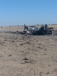 صورة للسيارة الذي تم استهدافها من قبل طائرة بدون طيار بمديرية الوادي